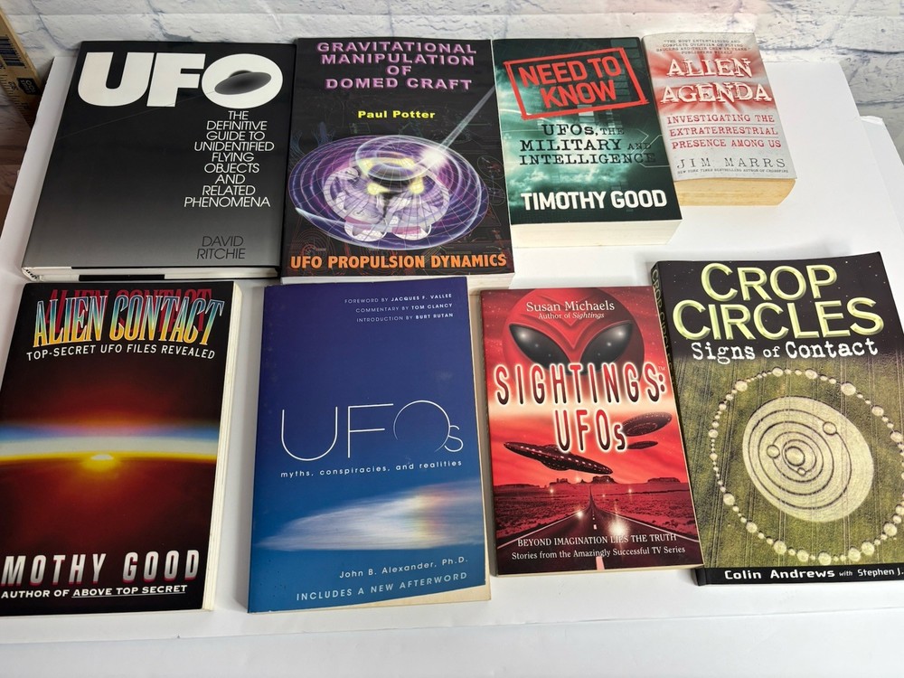 Lot of 8 UFO Alien Books Paranormal Unexplained Phenomena Crop Circles Sci-Fi