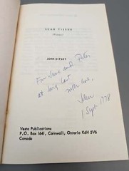SIGNED! Scar Tissue by DITSKY, John 1978 Poetry SEE PICS