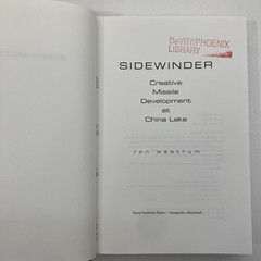 Ron Westrum Sidewinder 1st Printing 1999 Ex-Library HCDJ Naval Institute Press