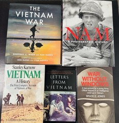 Vietnam War 5 Book Lot | Signed Bruce E. Jones | Karnow, Ken Burns, NAM, Letters