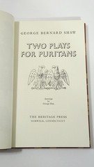 Two Plays for Puritans George Bernard Shaw Heritage Press HC w/Slip & Sandglass