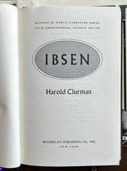 Ibsen by Harold Clurman Masters of World Literature Series ( 1977 – HC/ DJ )