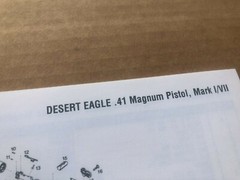 PARTS LIST/Booklet manual for a Desert Eagle Pistol,14 pages of info on this gun
