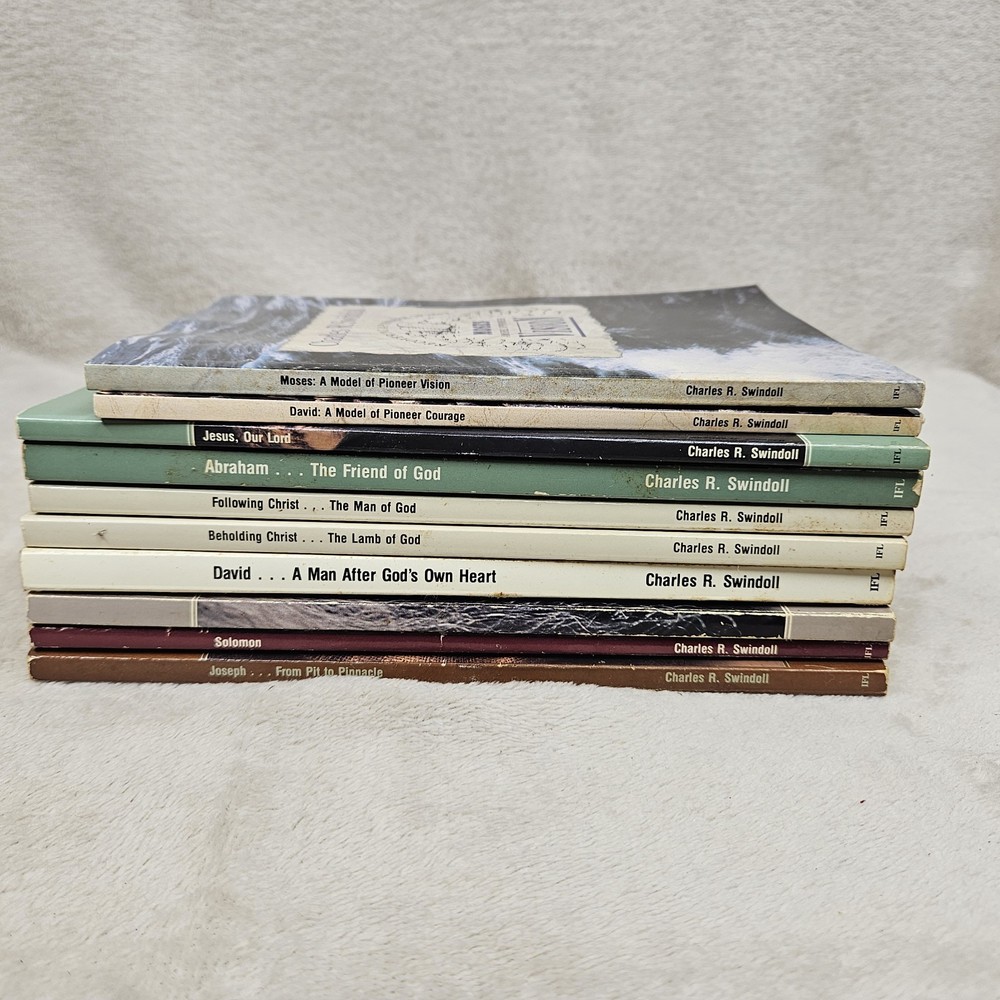 Charles L. Swindoll Book Lot Of 10 Bible Study Guidea Moses Jesus Our Lord PB