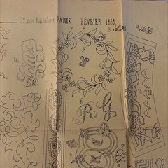 Rare Antique French Embroidery Pattern Sheet – Cendrillon Journal (February1858)