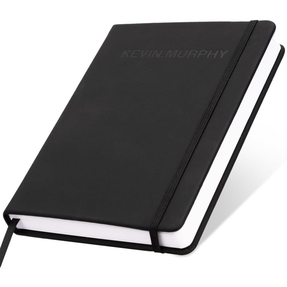 256 Pages Hardcover Leather Notebooks, 80Gsm Classic Lined Journal for Black