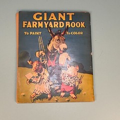 1936 Giant Farmyard Coloring Book – Partially Colored – 14 by 11 inches!