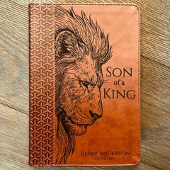 Personalized KJV Study Bible, Son of a King Lion Design, Custom Name Engraved