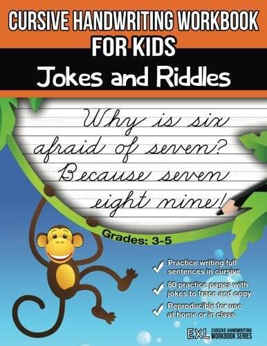 Cursive Handwriting Workbook for Kids: Jokes and Riddles – Paperback – GOOD