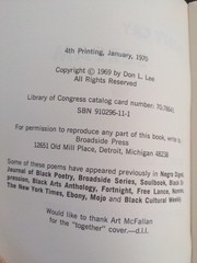 Black Words that Say: Don’t Cry, Scream Don L. Lee – 1st edition 4th printing