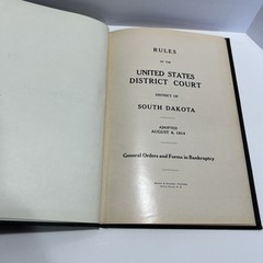 Antique Law Book: Rules of the of the United States District of South Dakota1914