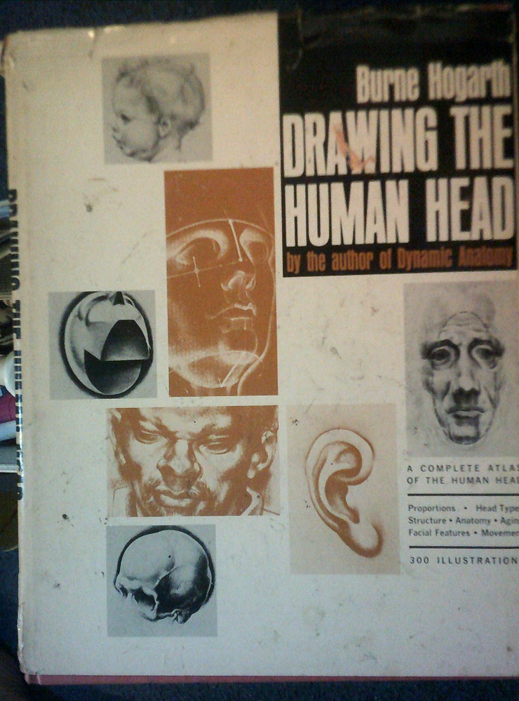 Drawing the Human Head Burne Hogarth 300 Illustration HC 1977 Library Bind – Art