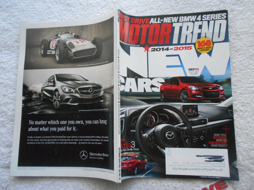 MOTOR TREND Magazine- OCT,2013-2014-2015 NEW CARS