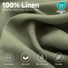 100% Linen Fitted Sheet King, 14 Inch Deep Pocket Mattress