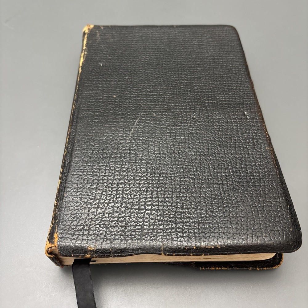 Vintage Holy Bible Black Hand-Grained Morocco Leather Lined Cambridge England