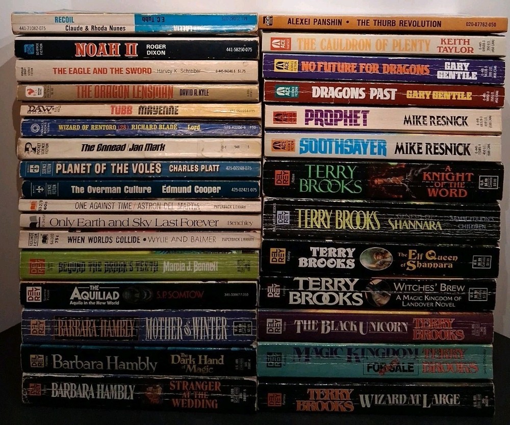 VTG Mixed Book Lot of 30 Fantasy Sci-fi: Brooks Hambly Del Rey ACE Books & MORE!