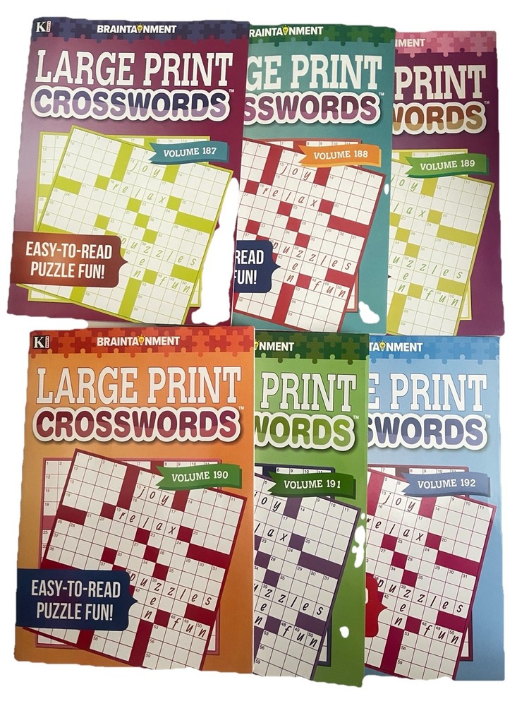 Lot 6 Kappa Large Print Crossword Books Braintainment NEW Free Ship NEW