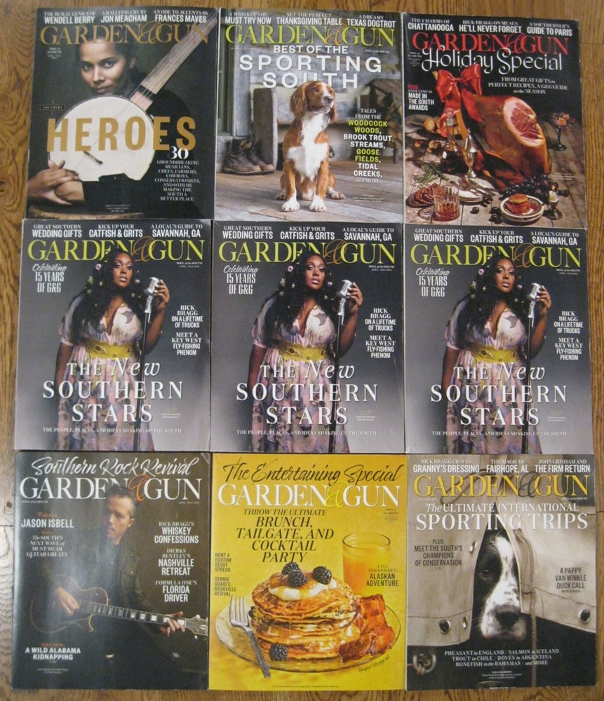 LOT OF 9 GARDEN & GUN SOFTCOVERS APRIL / MAY 2020 THROUGH OCTOBER /NOVEMBER 2023