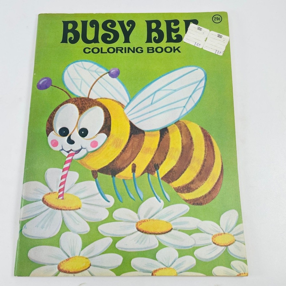 Busy Bee Coloring Book Vintage 29c 1960s Modern Promotions USA Uncolored