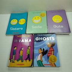 5 RAINA TELGEMEIER Graphic Novels ~ GUTS ~ SMILE ~ GHOSTS ~ SISTERS ~ DRAMA