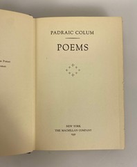 Poems by Padraic Colum 1932 The Macmillan Company HC DJ