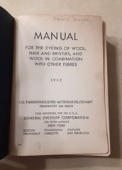 Manual for Dyeing Wool Fibres I.G. Farbenindustrie Aktiengesellschaft Vintage