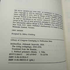 Aleksandr Solzhenitsyn THE GULAG ARCHIPELAGO Harper & Row 1st edition HC/DJ 1974