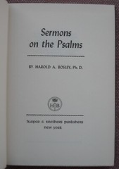 SERMONS ON THE PSALMS ~ HAROLD A BOSLEY ~ HARDBACK ~ 1956 ~ VG