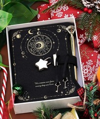 Faux Leather Diary with Star Lock – 360 Kraft Pages & Keepsake Pockets