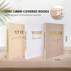 Set of 3 Linen Covered Decorative Books for Home Office Decor-Gold Foil Stamping