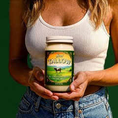 Grass-Fed Beef Tallow, Pasture Raised, Nutrient-Rich Suet, 14oz Glass Jar