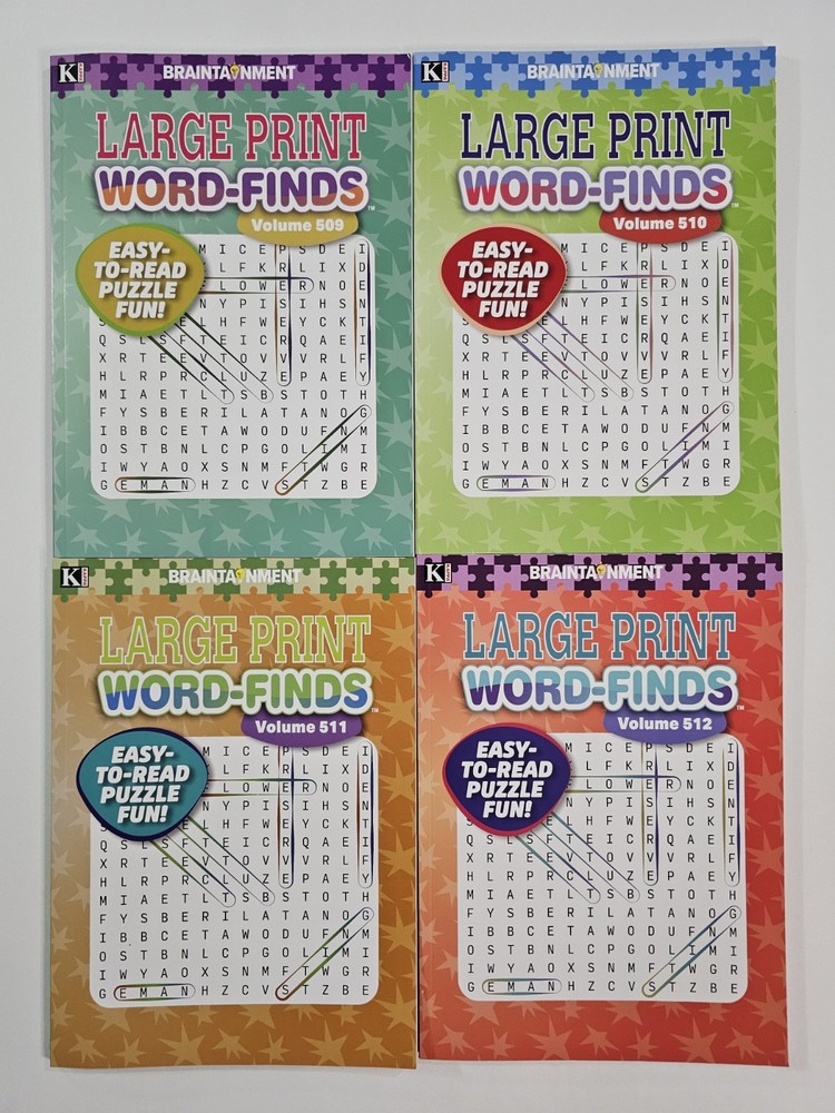 4 New Large Print Word-Finds Puzzle Books Kappa Games Vol #509-512~ Search,Hunt