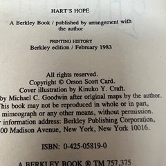 Hart’s Hope Fantasy Paperback Book by Orson Scott Card from Berkley 1983