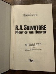 Night of the Hunter: Companions Codex I by R. A. Salvatore 1st Edition 1sr Print
