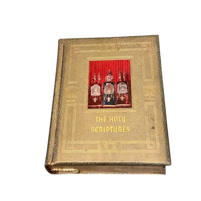 Vtg Holy Bible Torah Jewish Family 1957 Leonard S. Davidow MCM Gold Illustrated
