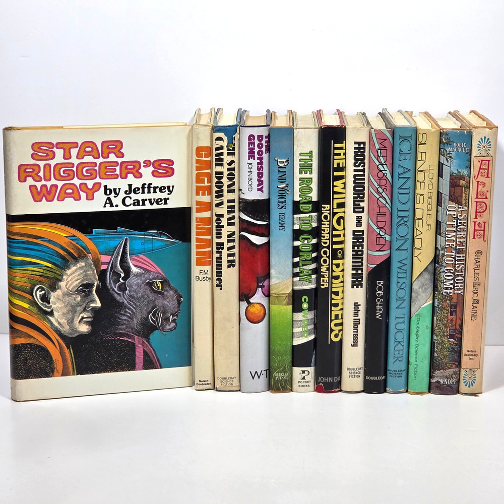 Vtg 1970s New Wave SciFi BCE HCDJ Lot of 13 Brunner Maine Reamy Shaw Hugo Nebula