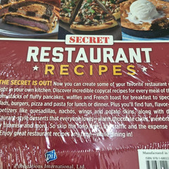 Secret Restaurant Recipes Cookbook 192 pages 85 Recipes Flexibound Brand New