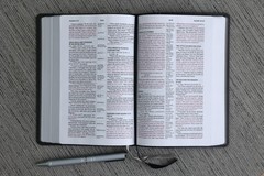 NIV, Compact Center-Column Reference Bible, Leathersoft, Black, Red Letter,