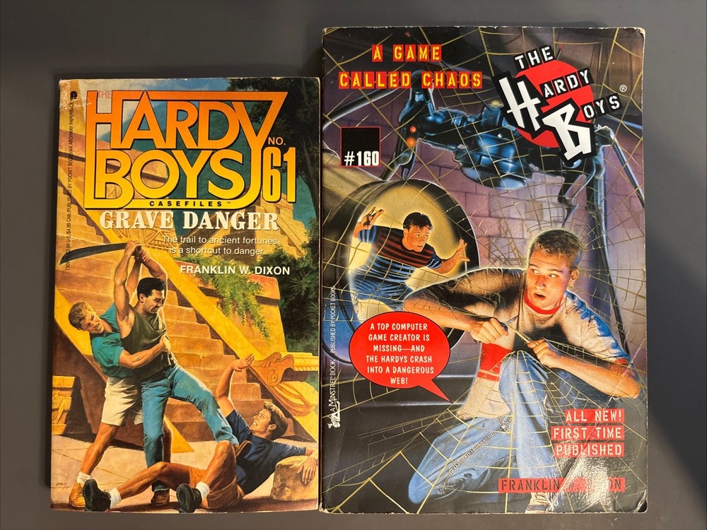 1990s-2000s The Hardy Boys Book Lot #61 & 160, Grave Danger, A Game Called Chaos