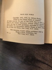 Brave New World By Aldous Huxley Vintage!! 1969 1st Perrenial Edition