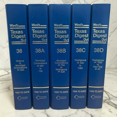 Wests Texas Digest 2d VOLUME 38,38A,38B,38C,38D Including 2025 Supplementals