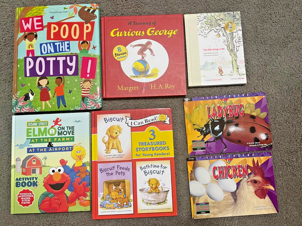 Childrens Book Lot Curios George, Elmo, Frozen 36 Book Lot Various Cond. See Pic