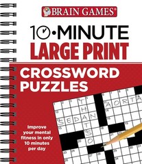 Brain Games – 10 Minute: Large Print Crossword Puzzles (Volume 1) [Spiral-bound]