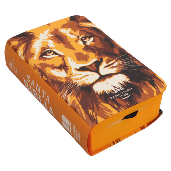 Biblia Mini Bolsillo RV1960, tapa flexible león Tribu de Judá,