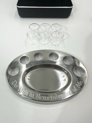 Legacy Portable Communion Set 6 Glasses Stainless Steel Host Wine Set Last Right
