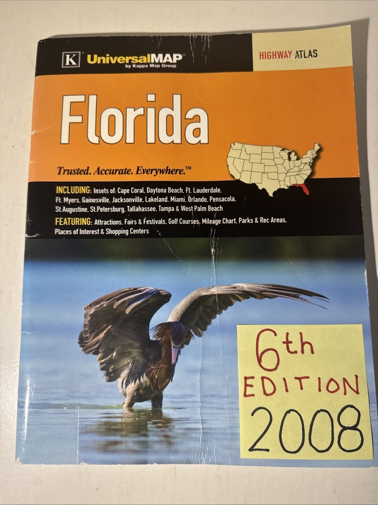 Florida Highway Atlas 2008 Kappa Universal Map Orlando Miami FL Street Guide