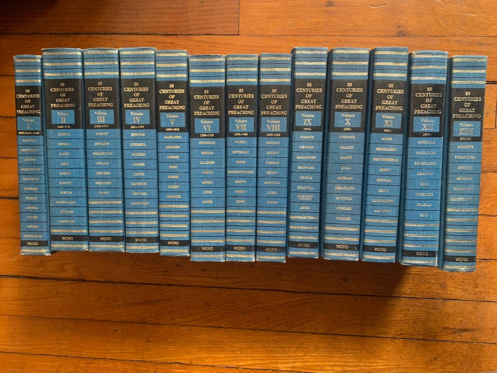20 CENTURIES OF GREAT PREACHING” |COMPLETE 13 VOL SET, 1979 BLUE HARDBACK