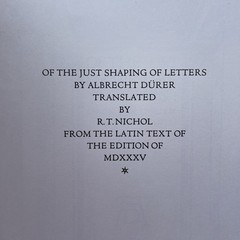 Of the Just Shaping of Letters by Albrecht Dürer (1965 Dover PB 40 Pages)