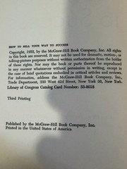 How to Sell Your Way to Success Charles B. Roth 1953 Hardcover 1st Ed. 3rd Print