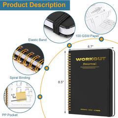 Undated Fitness Workout Journal for Men & Women, A5(8.5″ x 6.7″) Fitness Journal